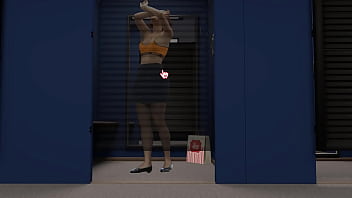 An office lady brought a dildo into the fitting room and began masturbating with it in public hentai game kink maker