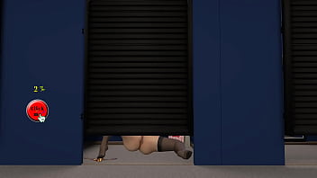 An office lady brought a dildo into the fitting room and began masturbating with it in public hentai game kink maker