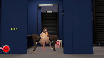 An office lady brought a dildo into the fitting room and began masturbating with it in public hentai game kink maker
