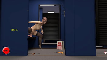 An office lady brought a dildo into the fitting room and began masturbating with it in public hentai game kink maker