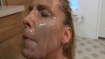 Busty housewife gets massive facial Busty housewife gets massive facial