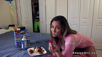 Busty girlfriend gangbanged for her bday