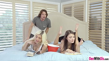 Teen stepsister and her best pal fucked