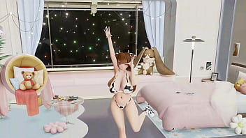 Sousou no frieren fern hentai undress dance yaosobi idol cow girl outfit big boobs mmd 3d orange hair clip
