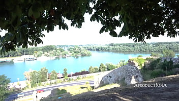 Blow job and cum swallow at the city castle