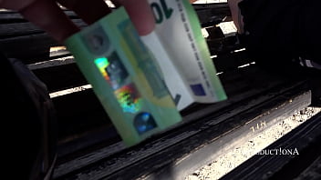 Blow job and cum swallow at the city castle