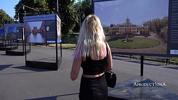 Blow job and cum swallow at the city castle