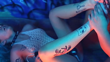 Lesbian strap on foot tickling fetish & toe sucking