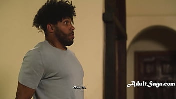 Neighbor blackmails busty ebony sitter who snuck in her boyfriend to clients house