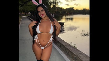 Brazilian wife in bikini in public