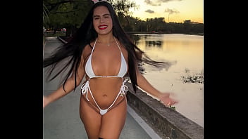 Brazilian wife in bikini in public