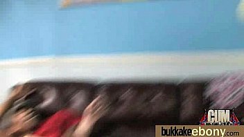 Ebony gets group cumshots 10