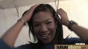 First time ebony with a group of white dicks