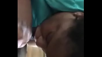 Black amateur girl gives a blowjob