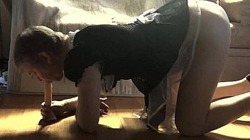 Gay Sissy Crossdresser Sucking Dildo In French Maid Fetish thumbnail