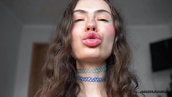 Sensual creamy pink lipgloss kiss