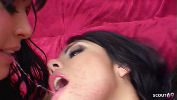 Two black hair best friends mature and teen seduce boy to dirty ffm 3some sex with hard fuck and rimjob