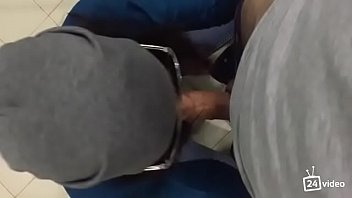 Amateur blowjob from brunette in glasses