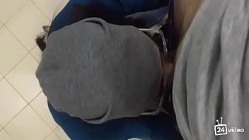 Amateur blowjob from brunette in glasses