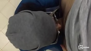 Amateur blowjob from brunette in glasses