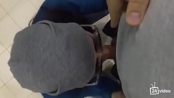 Amateur blowjob from brunette in glasses