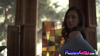 Big boobed black bombshell stripping and posing nude