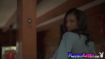 Big boobed black bombshell stripping and posing nude