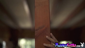 Big boobed black bombshell stripping and posing nude