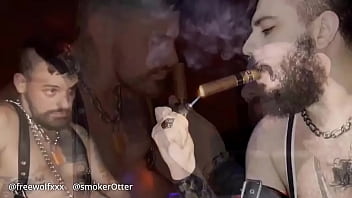 The leather handler and his obedient smoker part iismokerotter handles freewolfxxx by his cock piercing in this hot sm
