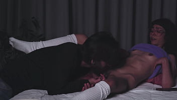 The bum boyfriend climbs through the window and fucks the petite girl while her parents are asleep