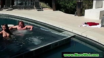 Slippery threesome on the airbed 10