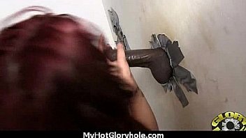 Nasty slut sucks big cock at gloryhole 6