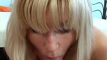 Good looking blond mum sucks boner