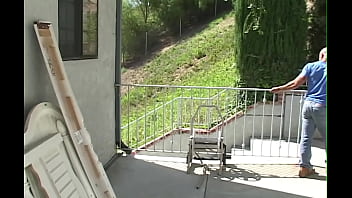 Horny big tits slut gets fucked by the pool guy