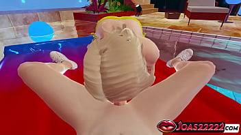 Huge tits in pool intense blowjob for huge cock handjob service and cumshot after titjob in honey select 2