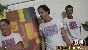 Ebony babe sucks group of white guys 5