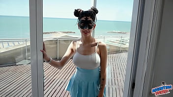 Beautiful young babe round ass big tits gives hell of a blowjob at the beach