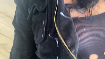 Full body fishnet blowjob – cum on my clothes