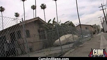 Ebony chick fucked hard in group sex action 27