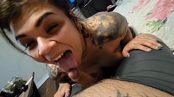Sucking big dick at home