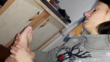 Lesbian fetishist tongue fucked my feet
