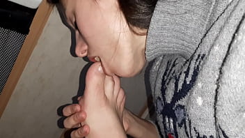 Lesbian fetishist tongue fucked my feet