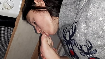 Lesbian fetishist tongue fucked my feet