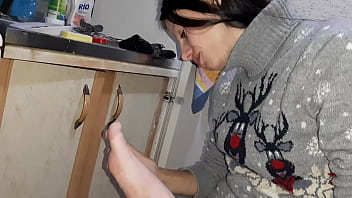 Lesbian fetishist tongue fucked my feet
