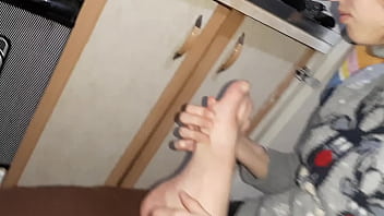 Lesbian fetishist tongue fucked my feet