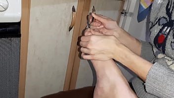 Lesbian fetishist tongue fucked my feet