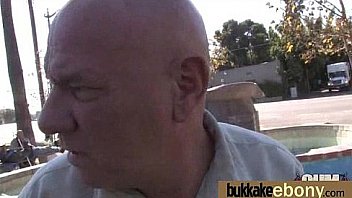 Ebony gets group cumshots 15