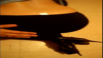 Spanking her ass in black leggings