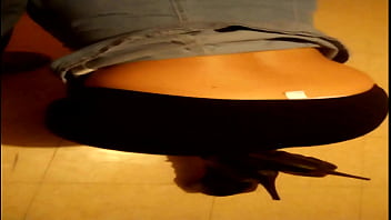 Spanking her ass in black leggings