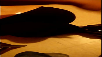 Spanking her ass in black leggings